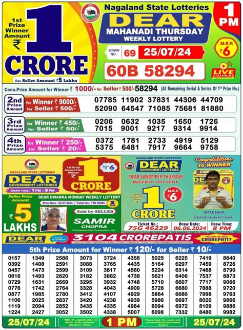 7 tarikh dear lottery|Dear Morning Results 1:00PM Today .